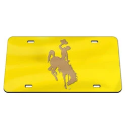 Wyoming Cowboys Crystal Mirror License Plate