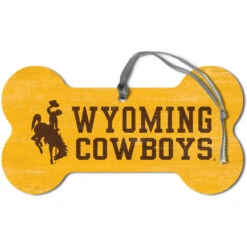 Wyoming Cowboys Bone Ornament – Gold