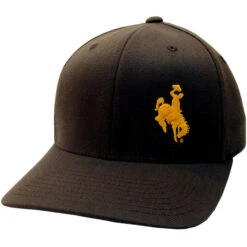 Wyoming Cowboys Offset Bucking Horse FlexFit Hat – Brown