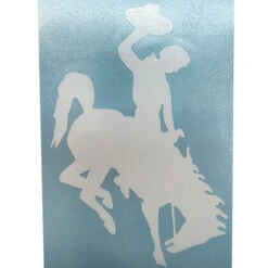 Wyoming Cowboys Bucking Horse Decal 3″ – White