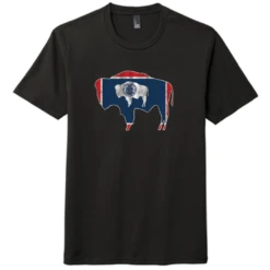 Wyoming State Flag Buffalo Tee – Black