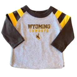 Wyoming Cowboys Toddler/Youth Raglan L/S Tee – Grey/Brown/Gold