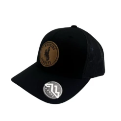 Wyoming Cowboys Leather Circle Patch Hat – Black