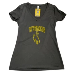 Wyoming Cowboys Women’s S/S V-neck Tee – Dark Grey