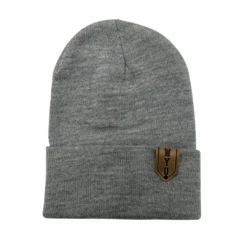 Wyoming Cowboys Leather Patch Knit Beanie – Heather Grey