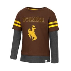 Wyoming Cowboys Toddler Gardookas Layered Tee – Brown/Charcoal